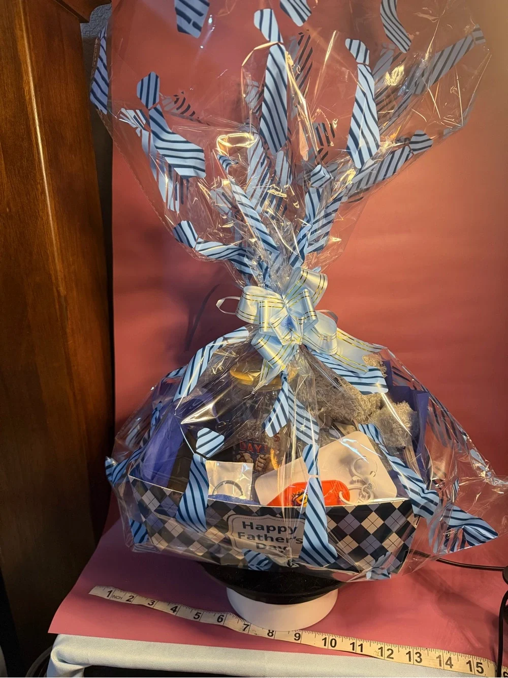 Father's Day Gift Basket with Blue Bear and Navy Accessories